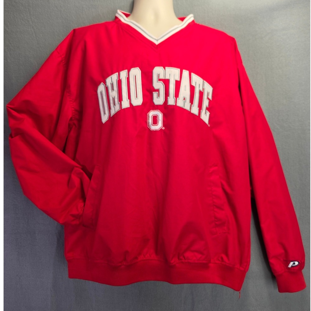 Pro Player Ohio State Buckeyes Windbreaker Pullover Red Mens Large V-Neck